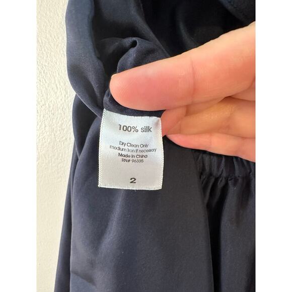 Susanna Monaco Womens Navy Ruffle Flutter Pockets Silk Coquette Mini Dress 2 - Picture 5 of 8